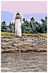 Franklin Island Lighthouse Tower in Maine - Digital Painting